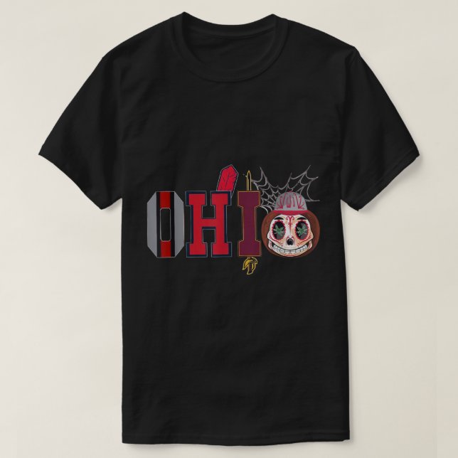 Camiseta Funny Halloween Ohio State Skull Pumpkin  (Diseño del anverso)