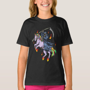 Camiseta Funny Halloween Reaper monta Unicorn