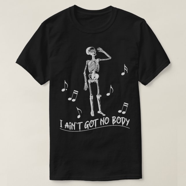 CAMISETA FUNNY HALLOWEEN SKELETON CANTANDO QUE NO TENGO NIN (Diseño del anverso)