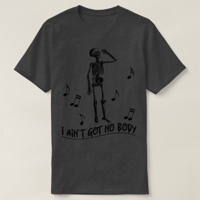 CAMISETA FUNNY HALLOWEEN SKELETON CANTANDO QUE NO TENGO NIN (Diseño del anverso)