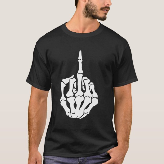 Camiseta Funny Halloween Skeleton Middle Finger (Anverso)