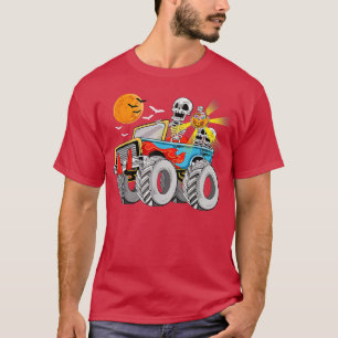 Camiseta Funny Halloween Skeleton Monster-truck Kids Boys T