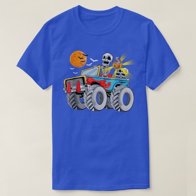 Camiseta Funny Halloween Skeleton Monster Trucys Toddle (Diseño del anverso)