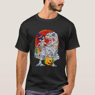 Camiseta Funny Halloween Skeleton Riding Mummy Dinosaur T r