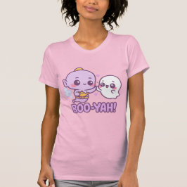 Camiseta Funny Halloween Sticker – Kawaii Genie & Ghost