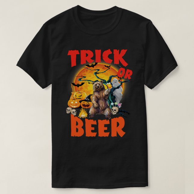 Camiseta Funny Halloween Tee Trick Or Beer costume gift56 (Diseño del anverso)