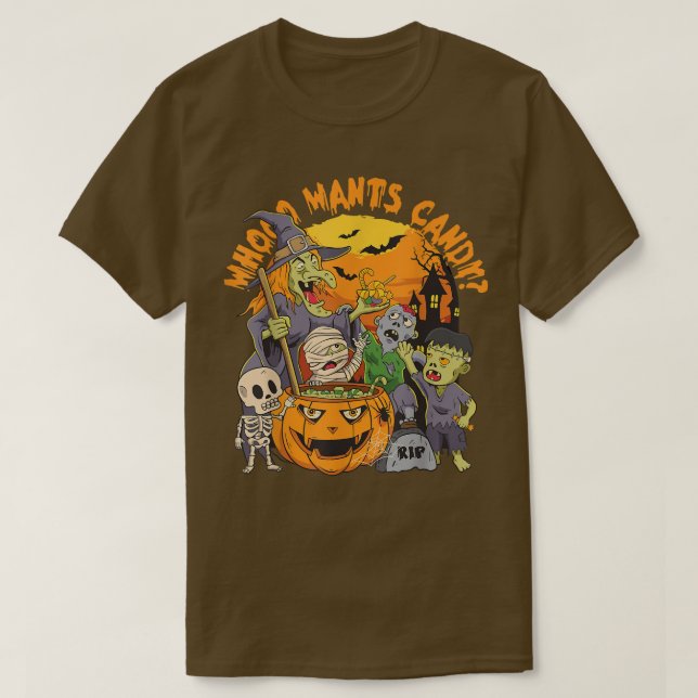 Camiseta Funny Halloween Whooo quiere que el fantasma de la (Diseño del anverso)