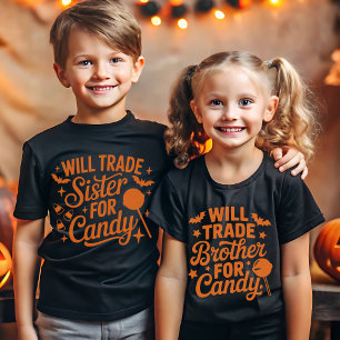 Camiseta Funny Halloween – Will Trade Brother for Candy