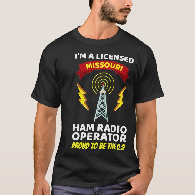 Camiseta Funny Ham Radio Missouri, operador de radio amateu (Anverso)