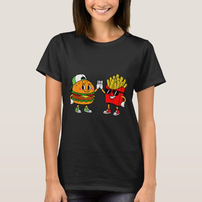 Camiseta Funny Hamburger French Fries Combo Snacks Fast Foo (Anverso)