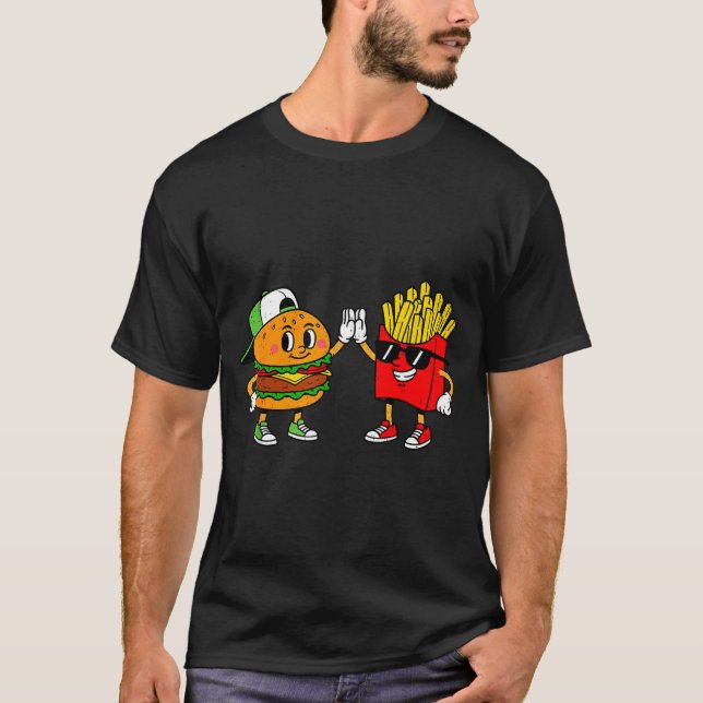 Camiseta Funny Hamburger French Fries Combo Snacks Fast Foo (Anverso)