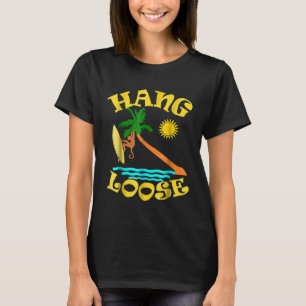 Camiseta Funny Hang Loose Surfing Monkey Surfboard
