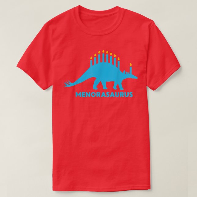 Camiseta Funny Hanukkah  Dinosaur Stegosaurus Dino Menorah  (Diseño del anverso)