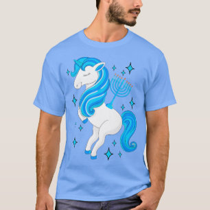 Camiseta Funny Hanukkah Jewish Unicorn con Menorah 