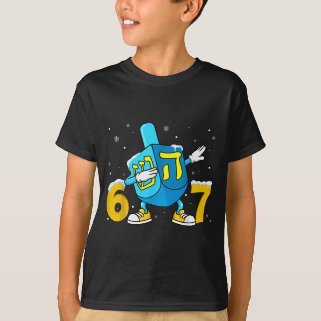 Camiseta Funny Hanukkah Six Seven Chanukah Dreidel Dabbing  (Anverso)