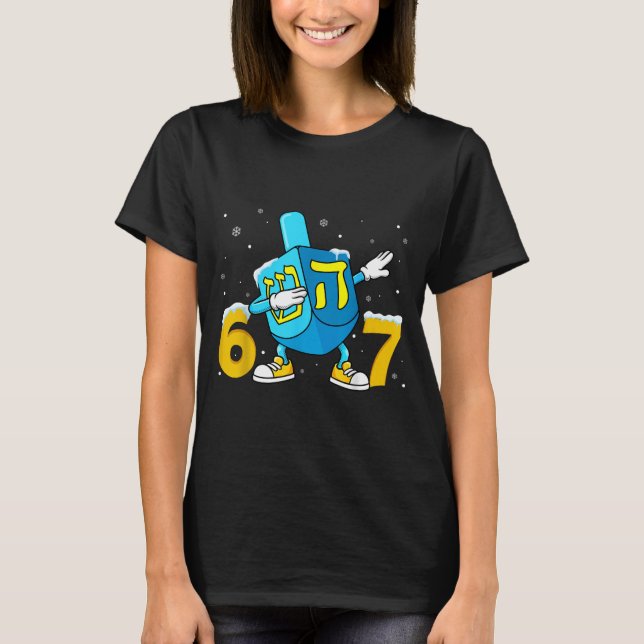 Camiseta Funny Hanukkah Six Seven Chanukah Dreidel Dabbing  (Anverso)