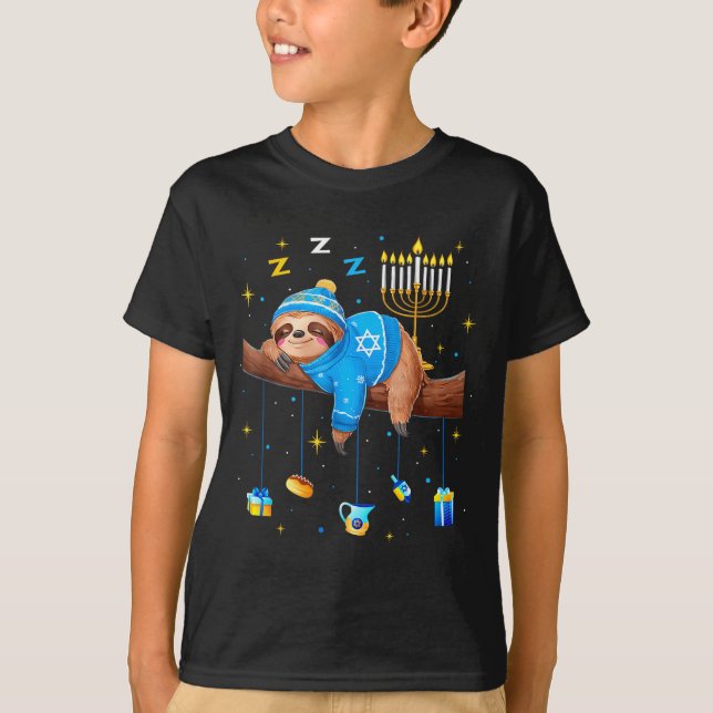 Camiseta Funny Hanukkah Sloth Jewish Chanukah Sleeng Hanukk (Anverso)