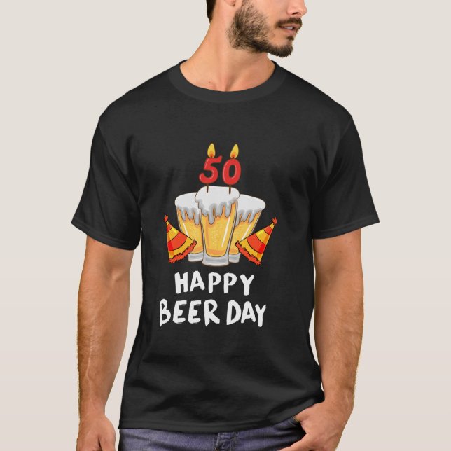 Camiseta Funny Happy 50th Birthday 50 Year Beer Day Par (Anverso)