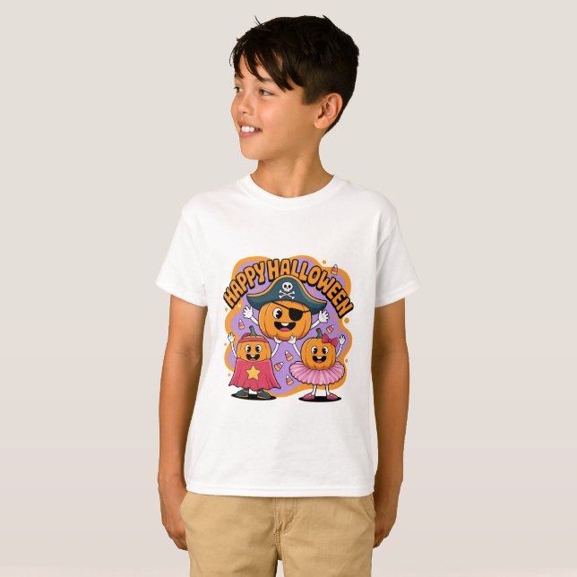 Camiseta Funny Happy Halloween Pumpkin Kids T-Shirt  (Anverso completo)