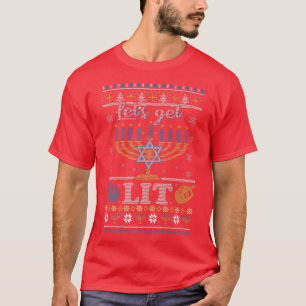 CAMISETA FUNNY HAPPY HANUKKAH CHANUKAH LET'S GET LIT UGLY