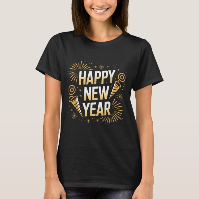 Camiseta Funny Happy New Year Couple Matching  (Anverso)