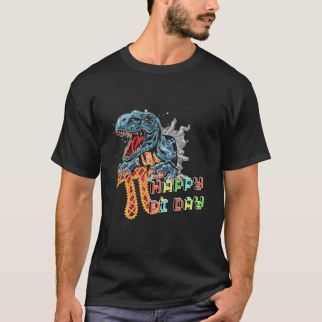 Camiseta Funny Happy Pi Day Dinosaur Rex Pizza Teacher Stud (Anverso)