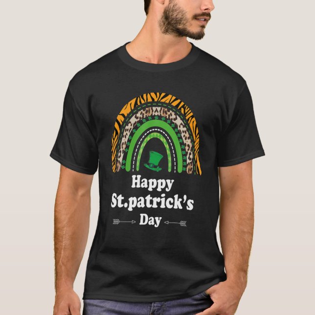 Camiseta Funny Happy St Patrick's Day Guay Rainbow Leopard (Anverso)