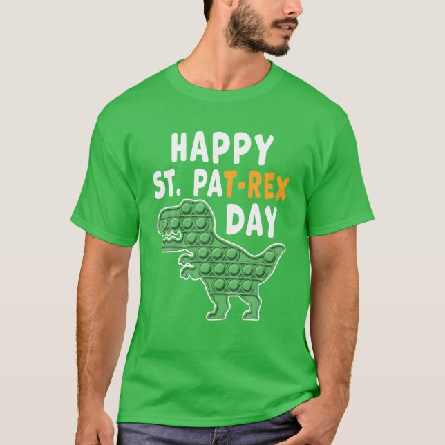 Camiseta Funny Happy St Patricks Day Rex Dinosaur Pop Fidge (Anverso)