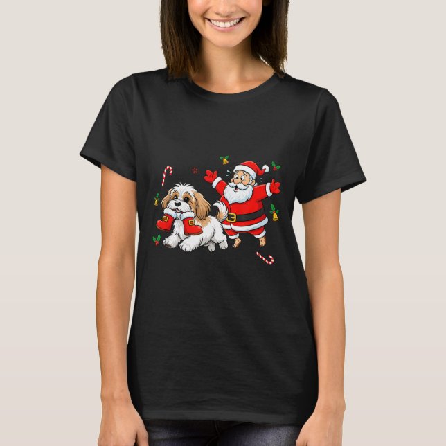 Camiseta Funny Havanese Santa Claus Boots Christmas Womens  (Anverso)