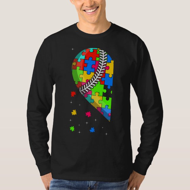 Camiseta Funny Heart Baseball Autism Awareness Support Love (Anverso)