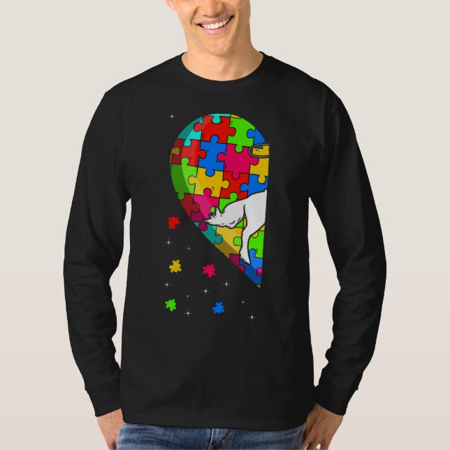 Camiseta Funny Heart Equestrian Autism Awareness Support Lo (Anverso)