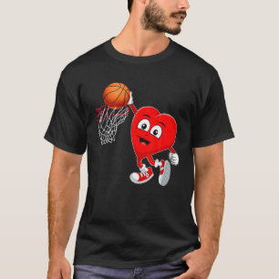 Camiseta Funny Heart Jugando Baloncesto Deportivo Amantes V