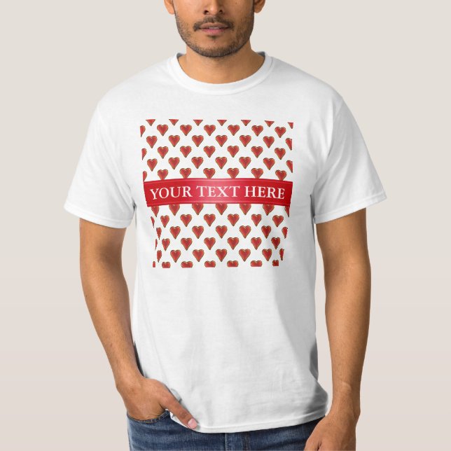 Camiseta Funny Heart Pattern oro rojo + tu trasero. y texto (Anverso)