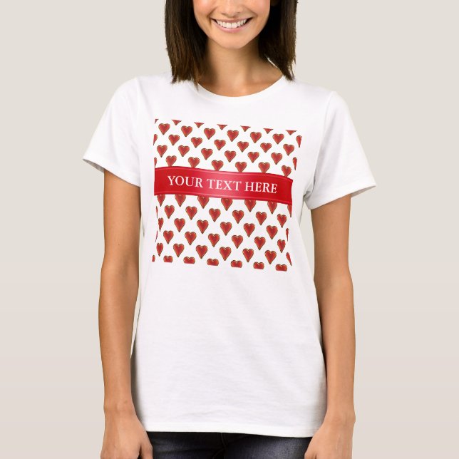 Camiseta Funny Heart Pattern oro rojo + tu trasero. y texto (Anverso)