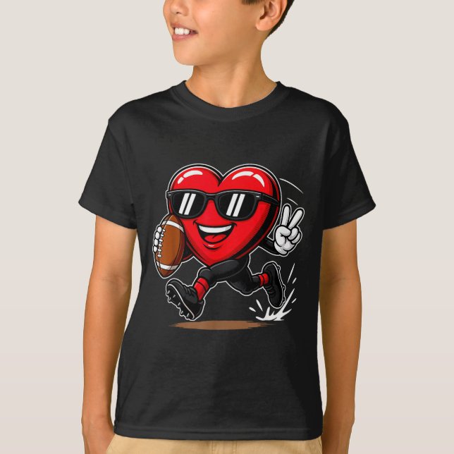 Camiseta Funny Heart Playing Football Srts Lover Valentine  (Anverso)