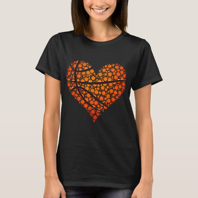 Camiseta Funny Heart Polka Dots Basketball Lover Fan Happy (Anverso)