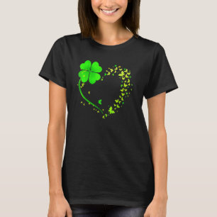 Camiseta Funny Heart Shamrock Butterfly Happy St Patrick