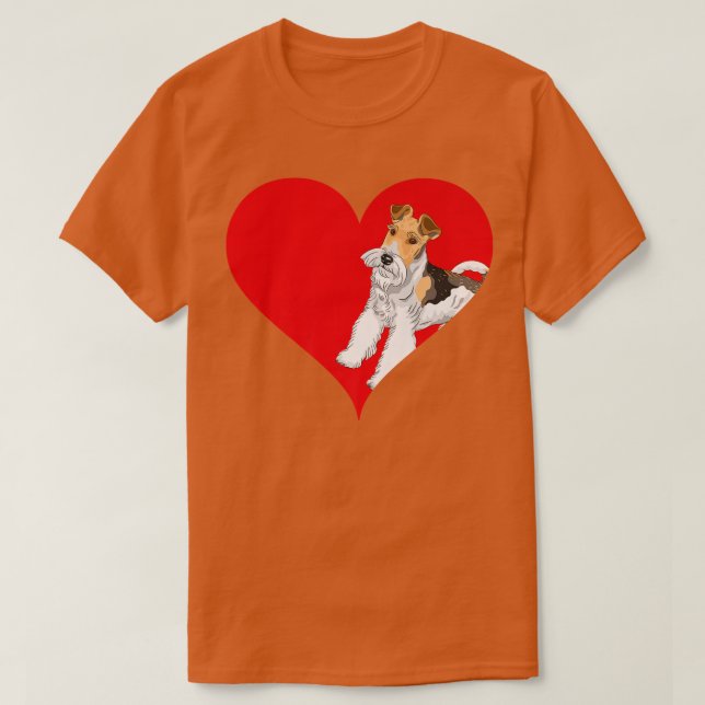 Camiseta Funny Heart Shape Wire Fox Terrier Dog Valentine (Diseño del anverso)