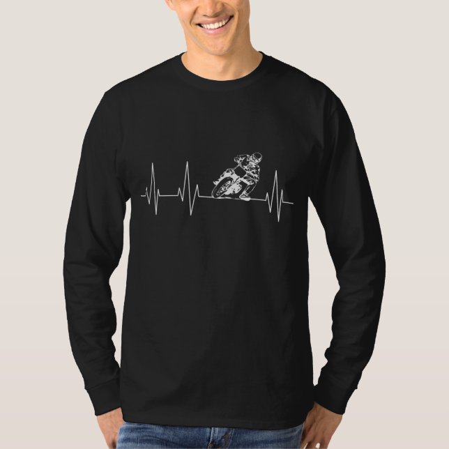 Camiseta Funny Heartbeat Flat Track Motorcycle Gift Guay Di (Anverso)