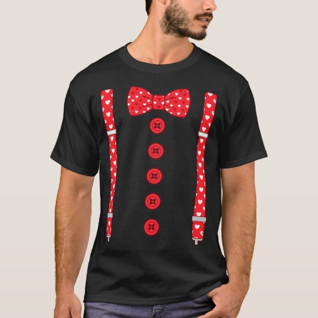 Camiseta Funny Hearts Bow Tie Suspenders Valentine's Day Co (Anverso)