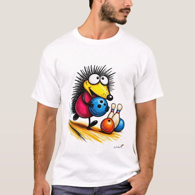 Camiseta Funny Hedgehog Bowling Cartoon T-Shirt (Anverso)