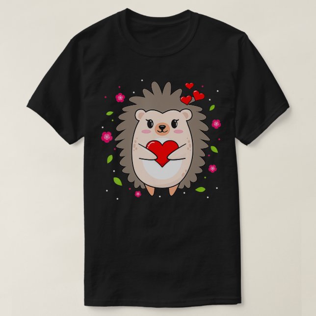 Camiseta Funny Hedgehog Mom Lover Heart Día de San Valentín (Diseño del anverso)