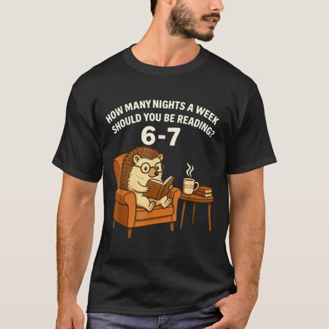 Camiseta Funny Hedgehog Reading Book 67 Six Seven Meme  (Anverso)