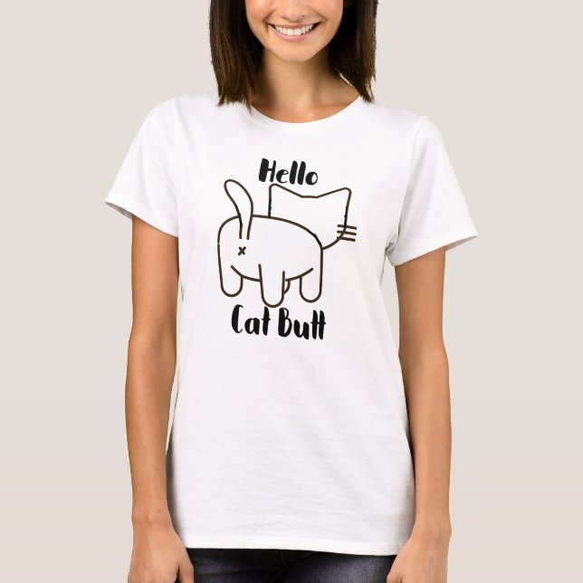 Camiseta Funny Hello Cat Butt (Anverso)