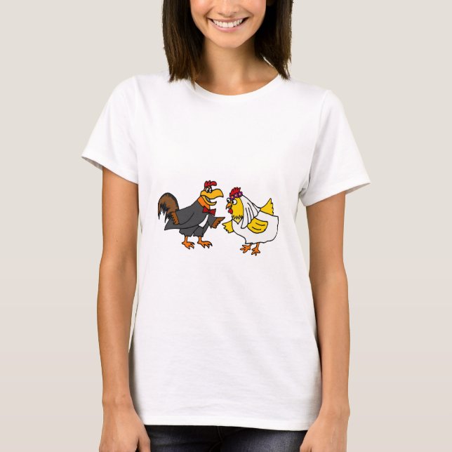 Camiseta Funny Hen Bride y Rooster Groom Boda (Anverso)