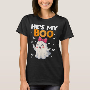 Camiseta Funny Hes My Boo Couple Ghost Halloween Costumbres