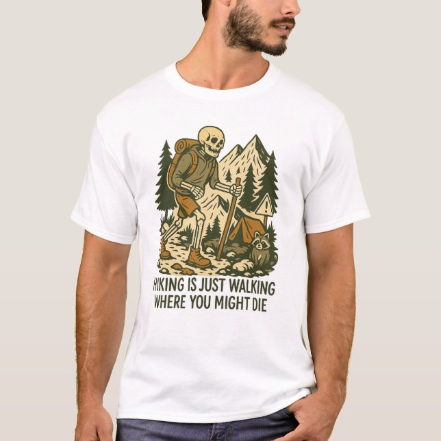 Camiseta Funny Hiking, Outdoorsy Father's Day Gift, Dark Hu (Anverso)