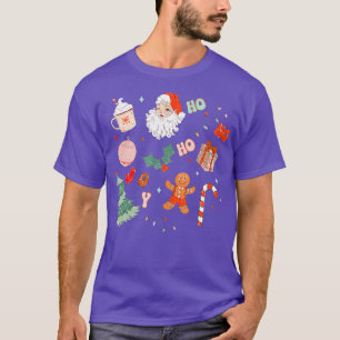 Camiseta Funny Ho Ho Ho Christmas Retro Santa Hat Cookie La