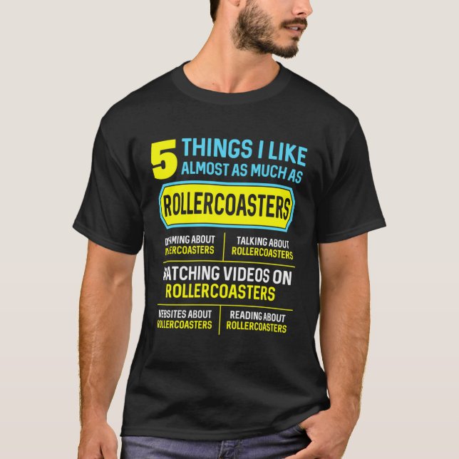 Camiseta Funny Hobby Roller Coaster Regalos 5 Cosas Para Ho (Anverso)