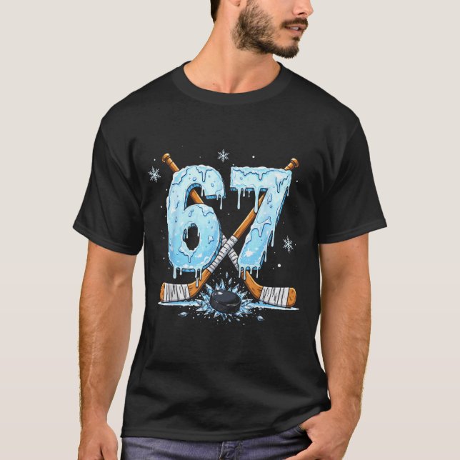 Camiseta Funny Hockey Lovers Drip 6-7 Number Six Seven Puck (Anverso)